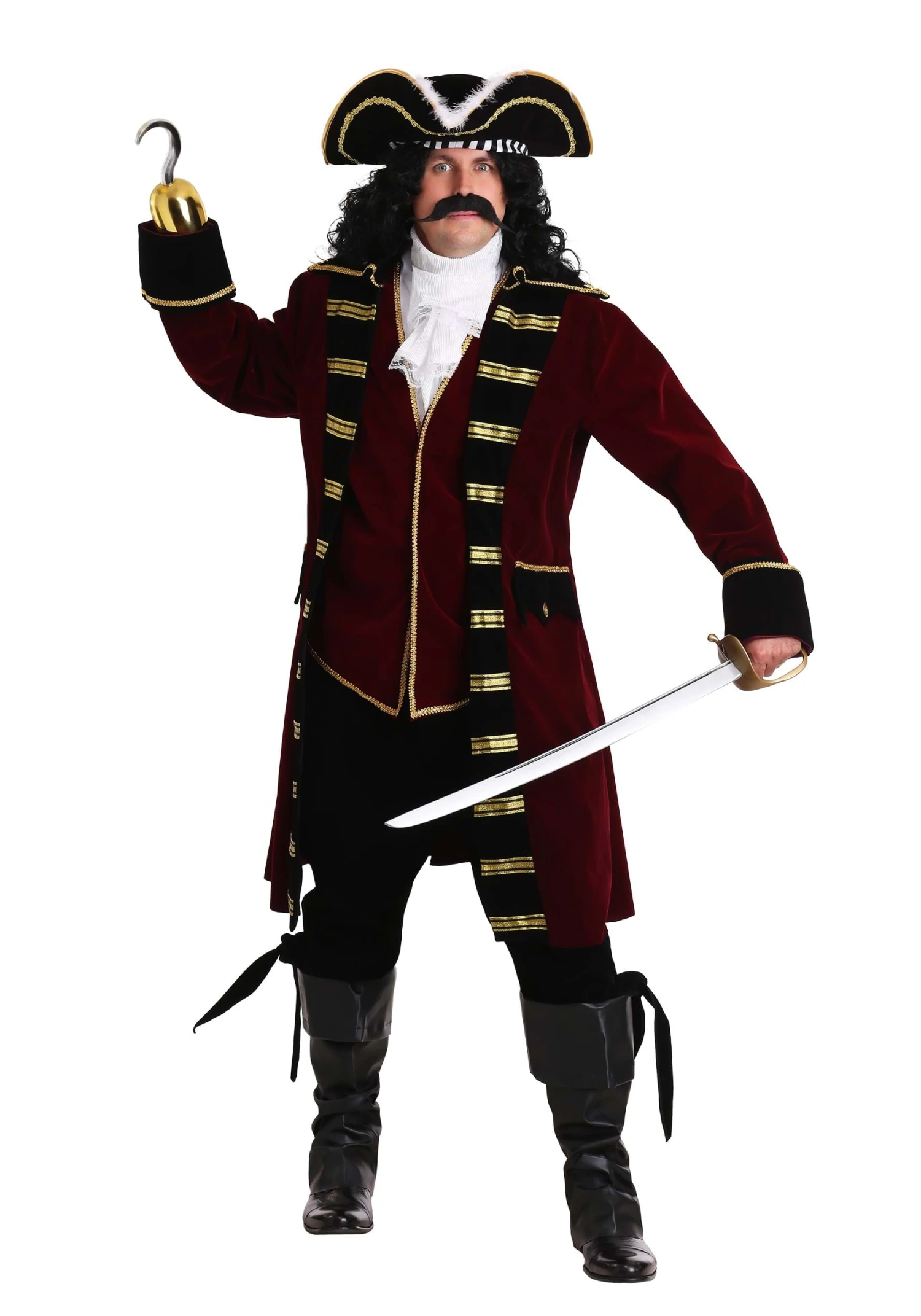 Plus Size Deluxe Captain Hook Men's Costume 3 Plus Size Deluxe Captain Hook Men's Costume