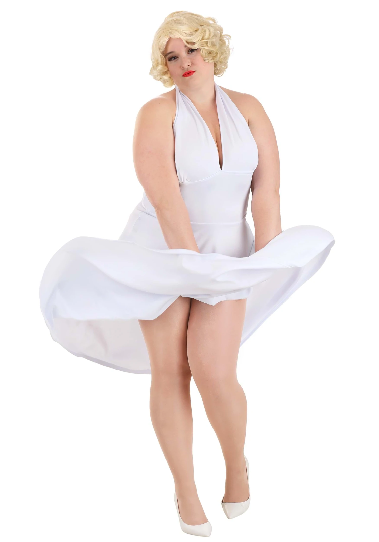 Women's Plus Size Deluxe Marilyn Halter Costume Dress 3 Women's Plus Size Deluxe Marilyn Halter Costume Dress