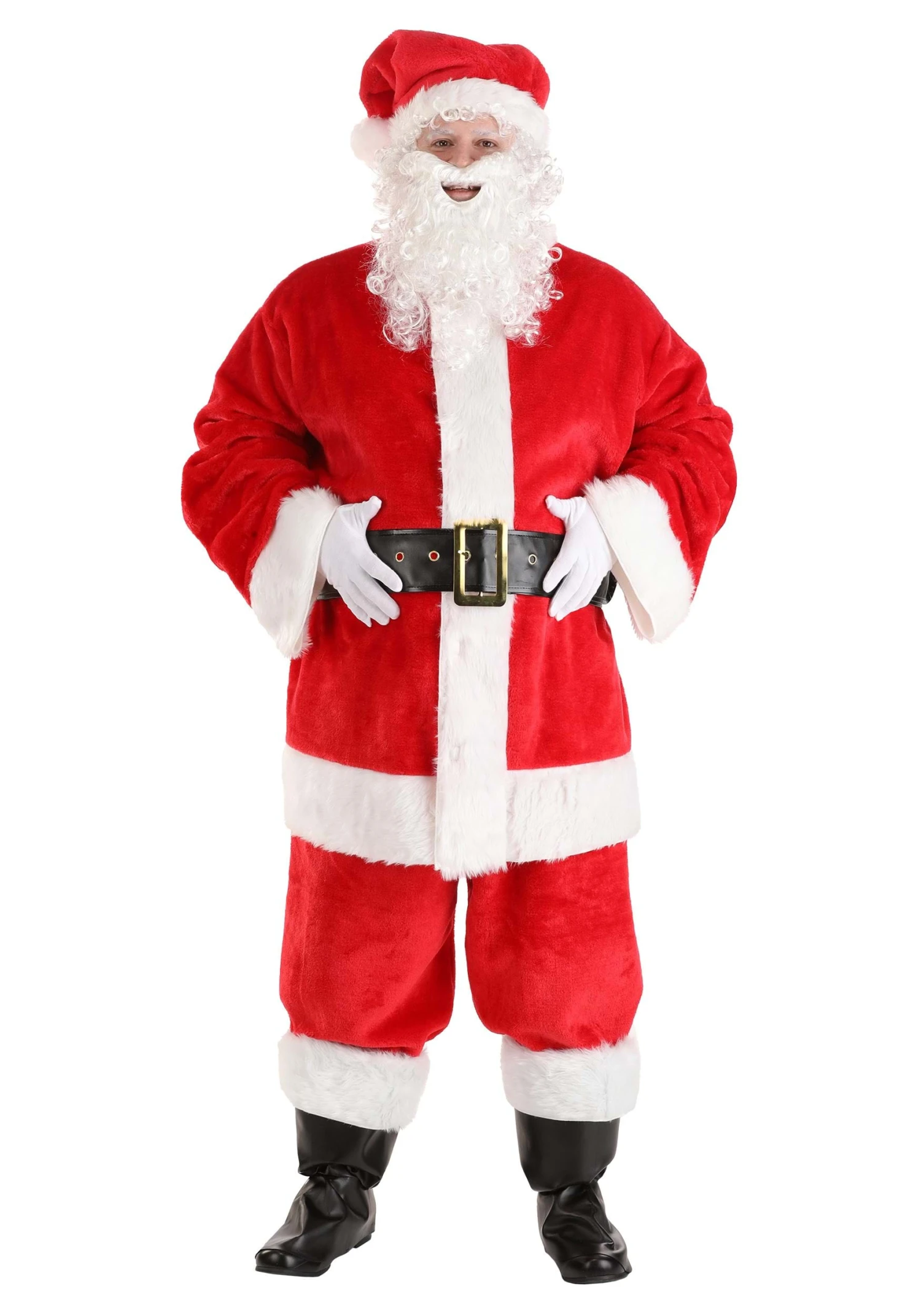 Plus Size Deluxe Red Santa Claus Costume For Men 7 Plus Size Deluxe Red Santa Claus Costume For Men - Image 5