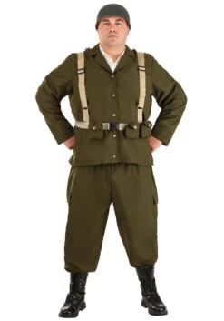 Plus Size Deluxe WW2 Soldier Costume For Men -Halloween Costumes plus size deluxe ww2 soldier costume alt 5