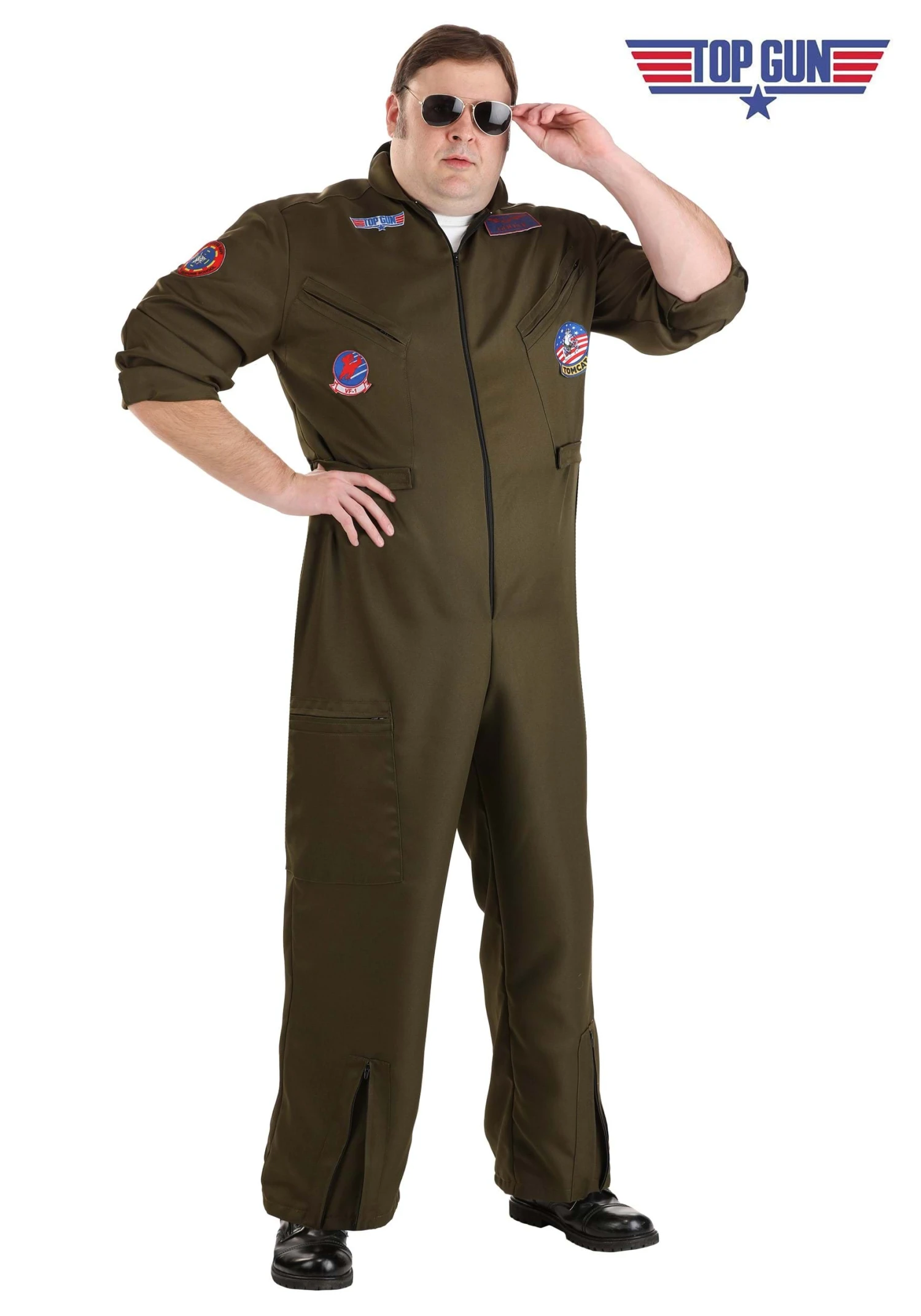 Men's Plus Size Top Gun Deluxe Flight Suit Costume 13 Men's Plus Size Top Gun Deluxe Flight Suit Costume - Image 11