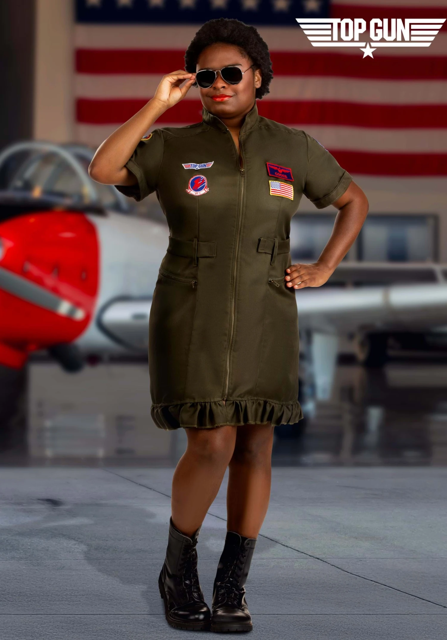 Women's Plus Size Flight Suit Top Gun Costume Dress 3 Women's Plus Size Flight Suit Top Gun Costume Dress