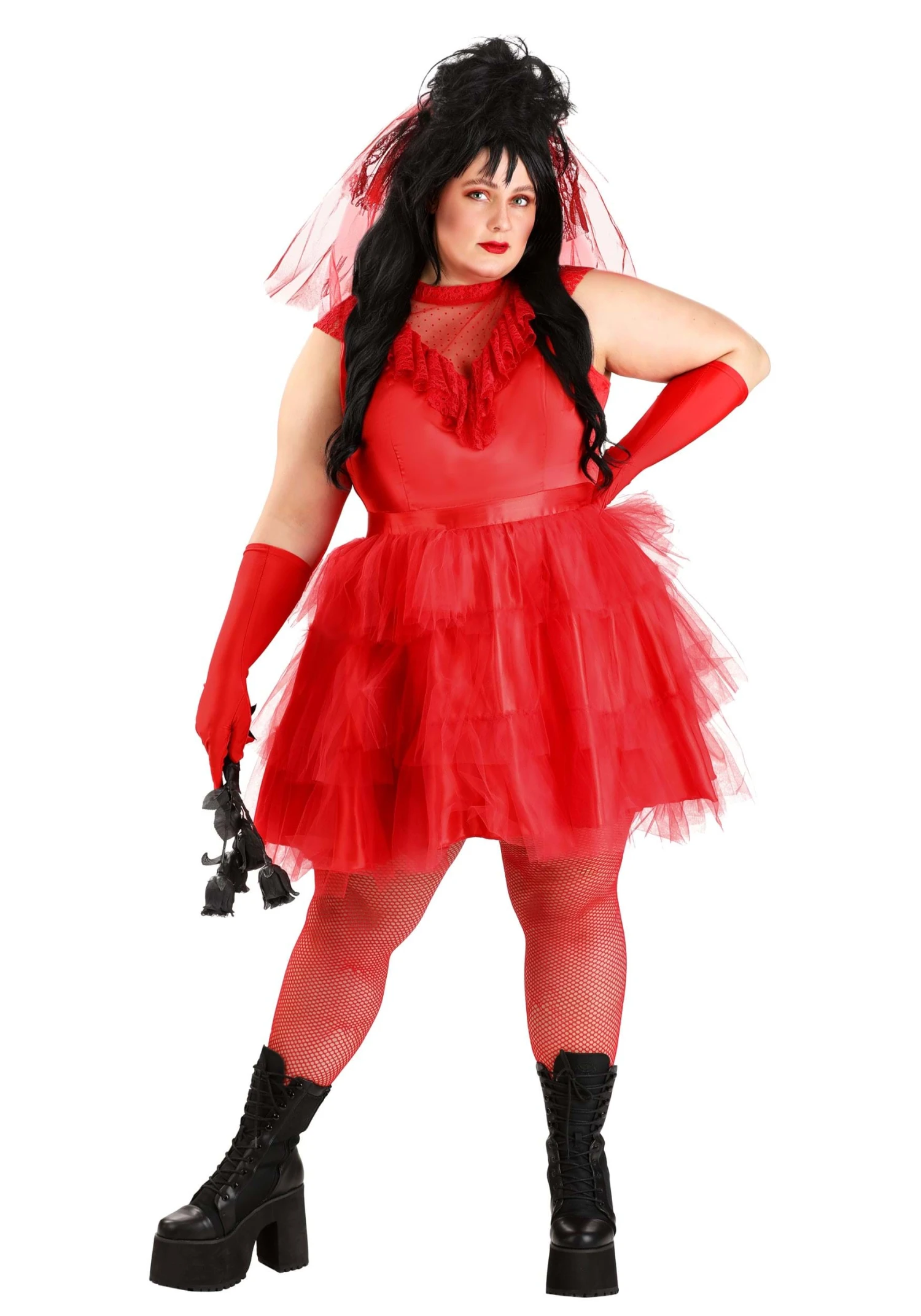 Women's Plus Size Ghostly Red Wedding Dress Costume 4 Women's Plus Size Ghostly Red Wedding Dress Costume - Image 2