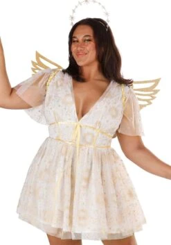 Women's Plus Size Gold Starburst Angel Costume -Halloween Costumes plus size gold starburst angel costume for women 1