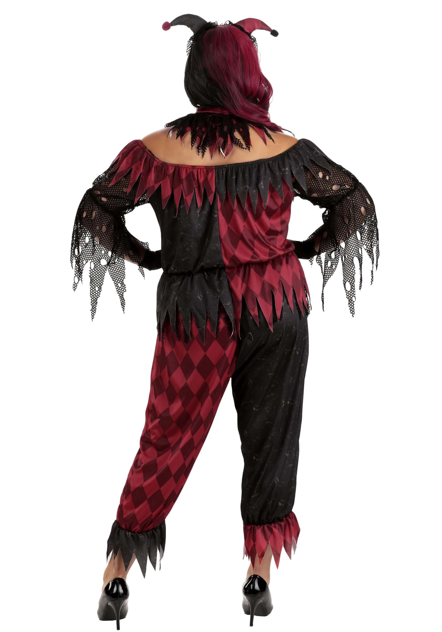 Plus Size Women's Jinxed Jester Clown Costume 4 Plus Size Women's Jinxed Jester Clown Costume - Image 2
