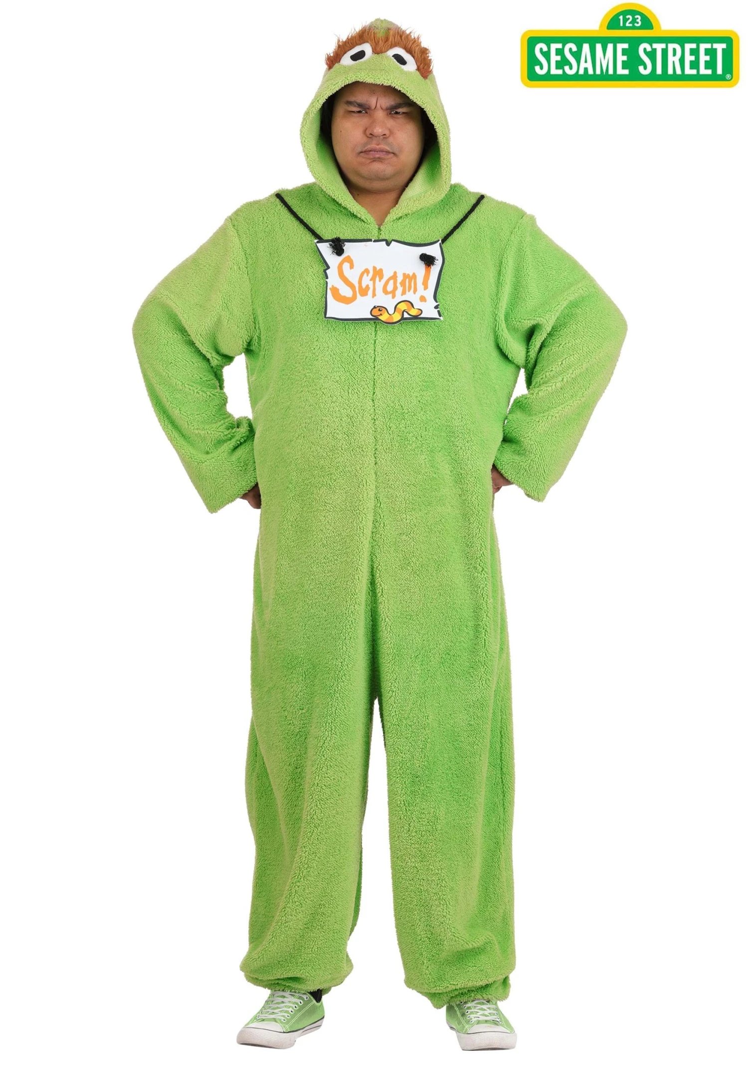 Plus Size Oscar The Grouch Adult Costume Onesie 3 Plus Size Oscar The Grouch Adult Costume Onesie