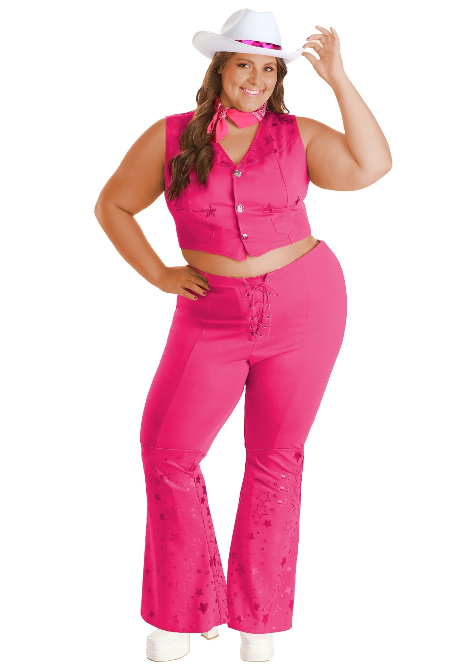 Plus Size Pink Retro Cowgirl Women's Costume 3 Plus Size Pink Retro Cowgirl Women's Costume