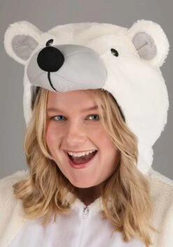 Plus Size Polar Bear Costume Onesie For Adults -Halloween Costumes plus size polar bear costume onesie alt 1
