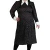 Plus Size Wednesday Addams Polka Dot Costume For Women -Halloween Costumes plus size polka dot wednesday addams costume dress