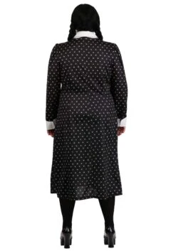 Plus Size Wednesday Addams Polka Dot Costume For Women 9 Plus Size Wednesday Addams Polka Dot Costume For Women -Halloween Costumes plus size polka dot wednesday addams costume dress alt 1