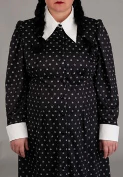 Plus Size Wednesday Addams Polka Dot Costume For Women 13 Plus Size Wednesday Addams Polka Dot Costume For Women -Halloween Costumes plus size polka dot wednesday addams costume dress alt 5
