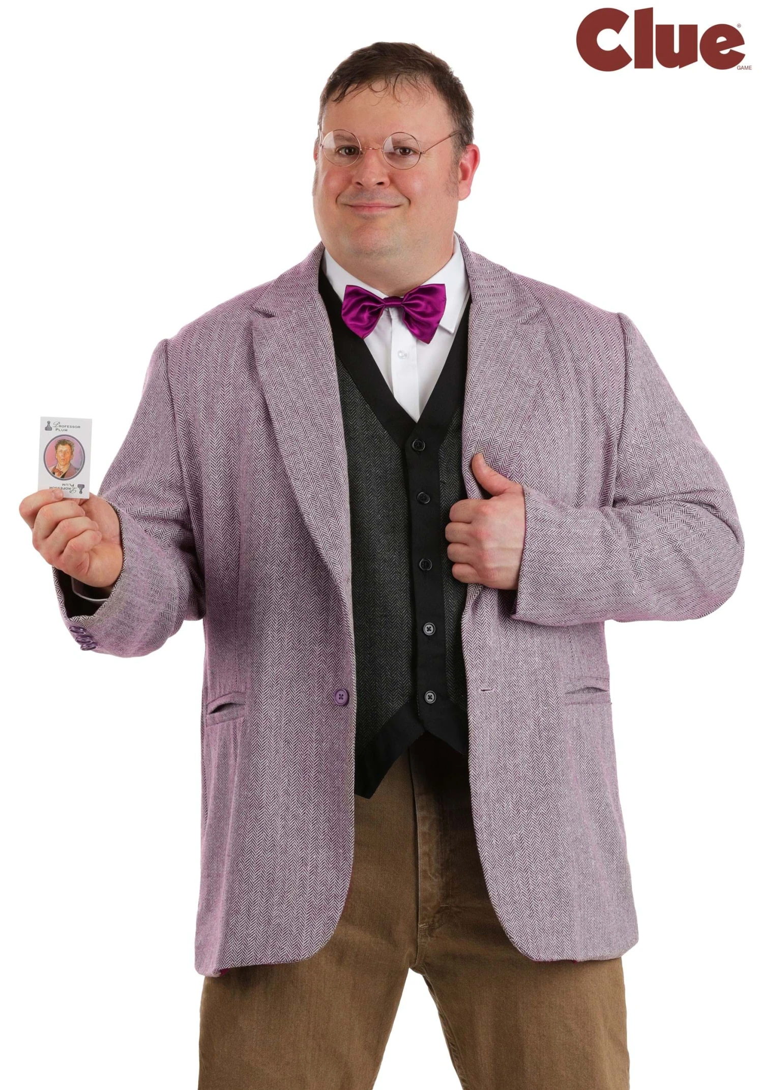 Hasbro Plus Size Clue Professor Plum Costume For Men 3 Hasbro Plus Size Clue Professor Plum Costume For Men