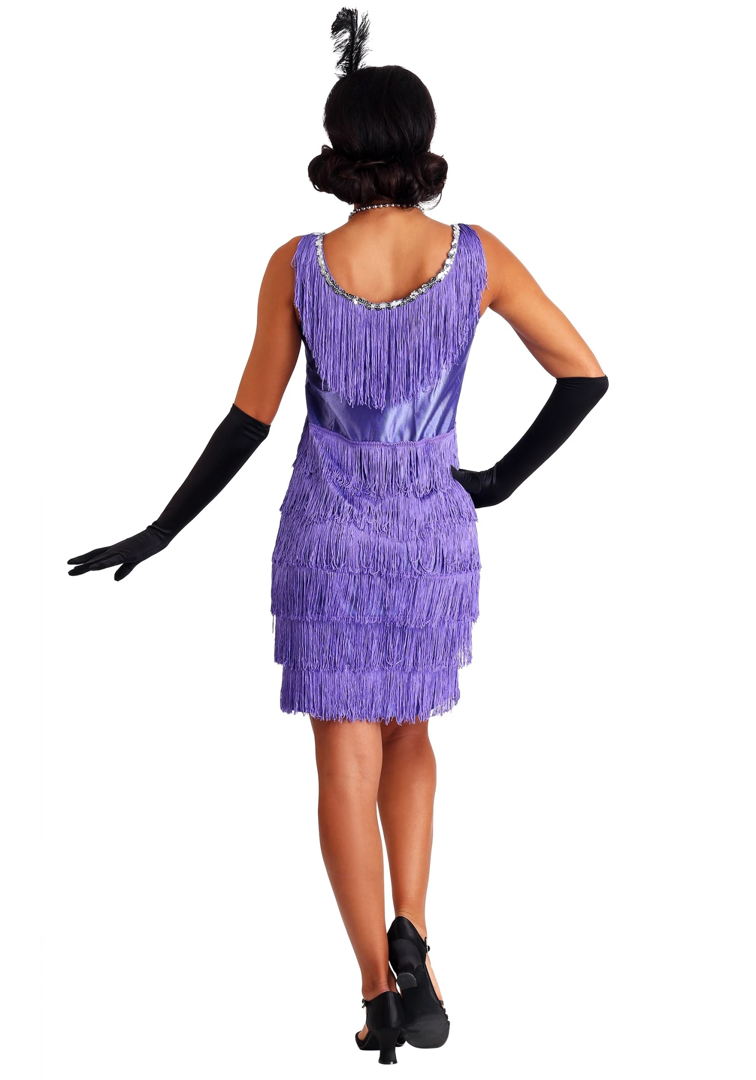 Plus Size Purple Fringe Flapper Costume For Women 4 Plus Size Purple Fringe Flapper Costume For Women - Image 2