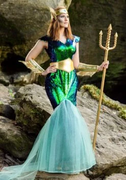 Women's Sea Siren Plus Size Costume Dress -Halloween Costumes plus size sea siren alt 10