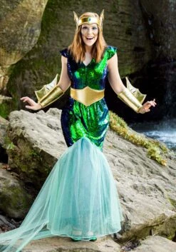 Women's Sea Siren Plus Size Costume Dress -Halloween Costumes plus size sea siren alt 11