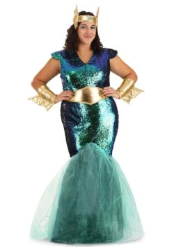 Women's Sea Siren Plus Size Costume Dress -Halloween Costumes plus size sea siren alt 6
