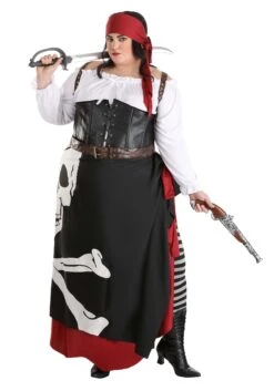 Women's Plus Size Skeleton Flag Rogue Pirate Costume