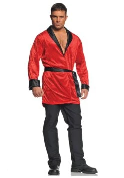 Plus Size Men's Red Velvet Smoking Jacket Costume
