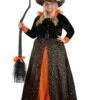 Women's Plus Size Sparkling Orange Witch Costume Dress