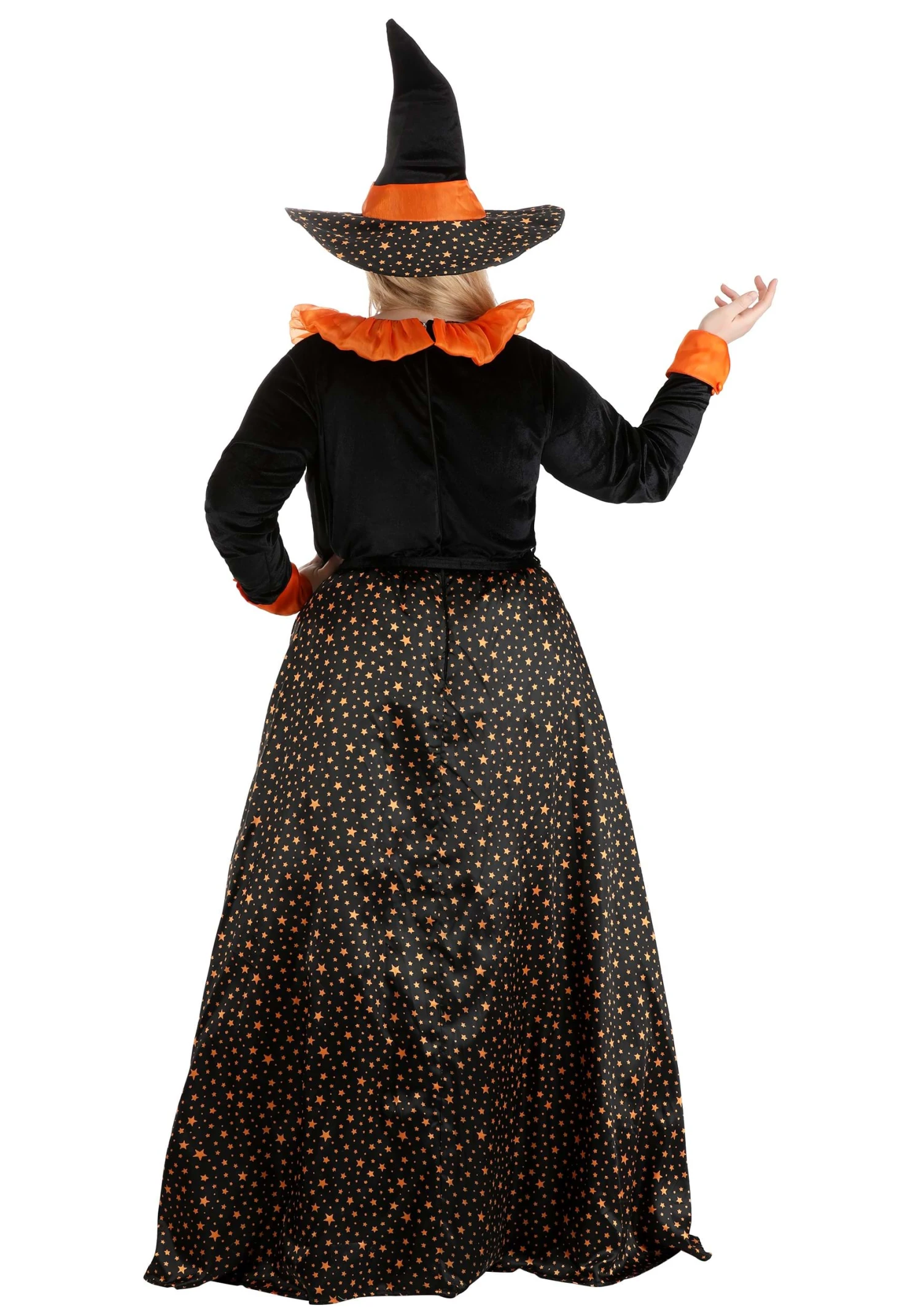 Women's Plus Size Sparkling Orange Witch Costume Dress 4 Women's Plus Size Sparkling Orange Witch Costume Dress - Image 2