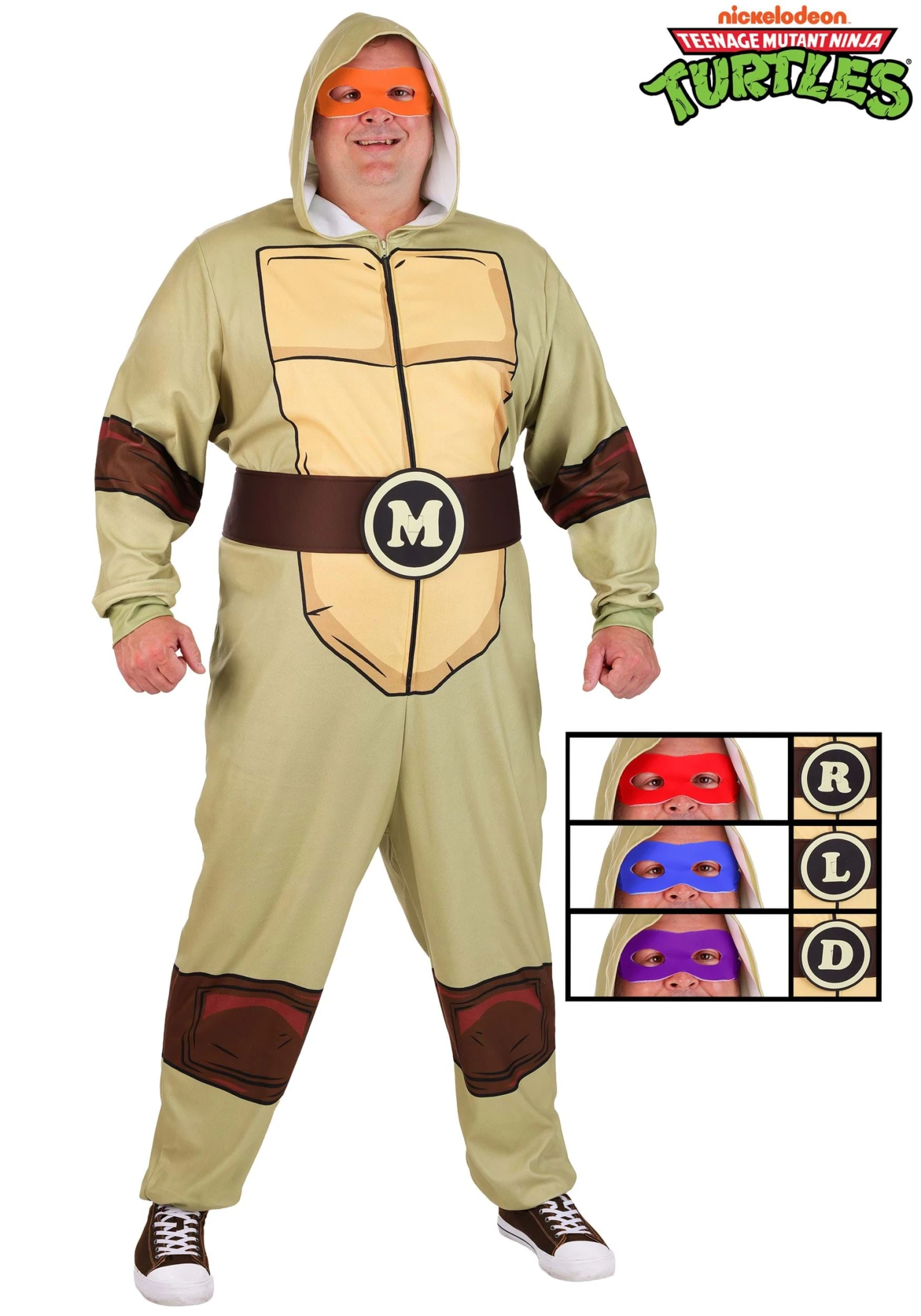 Plus Size Teenage Mutant Ninja Turtles Hooded Jumpsuit Costume For Adults 3 Plus Size Teenage Mutant Ninja Turtles Hooded Jumpsuit Costume For Adults