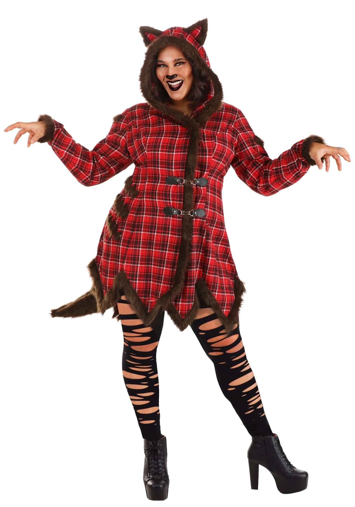 Women's Plus Size Werewolf Coat Costume 3 Women's Plus Size Werewolf Coat Costume