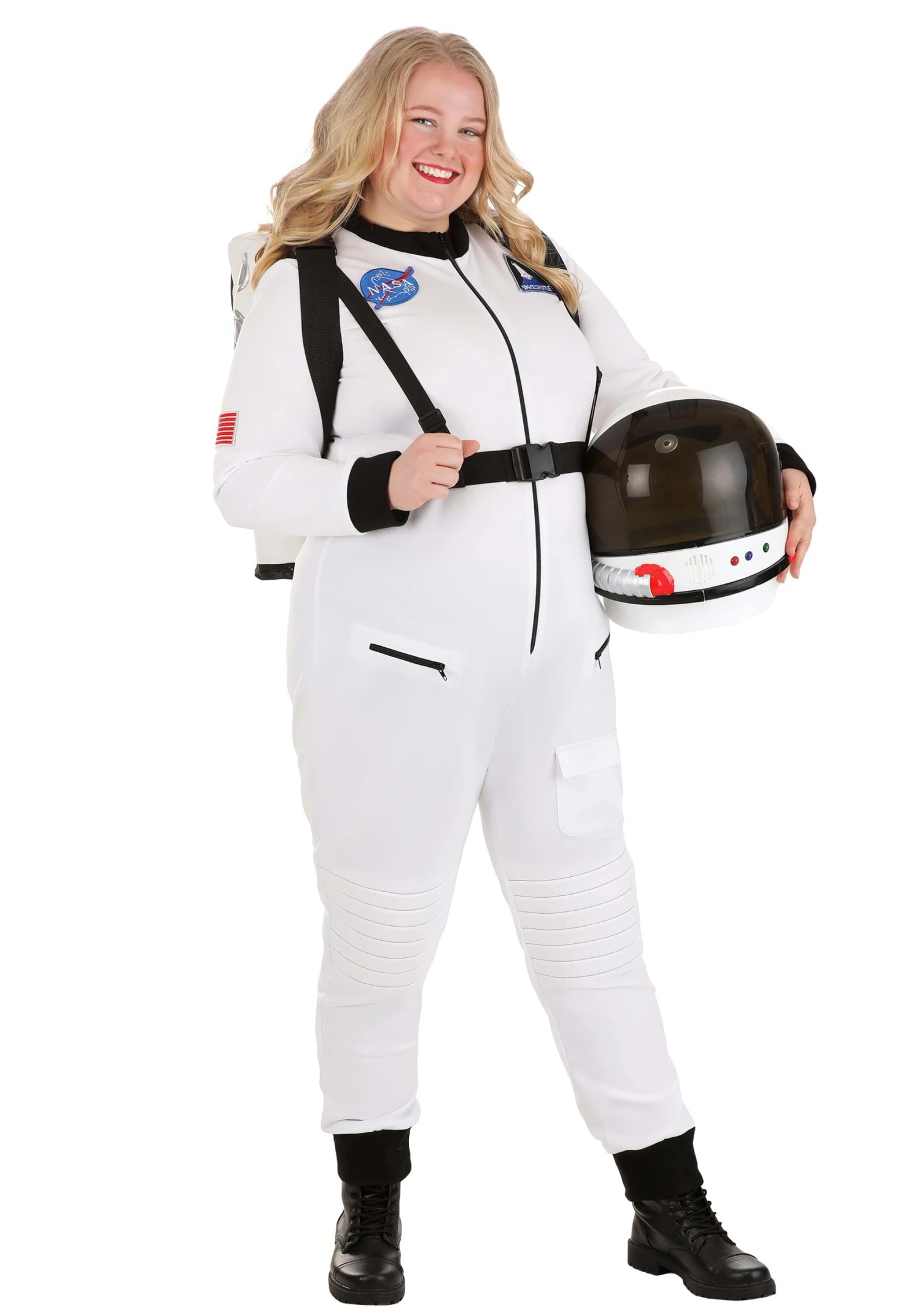 Women's Plus Size White Astronaut Costume 3 Women's Plus Size White Astronaut Costume