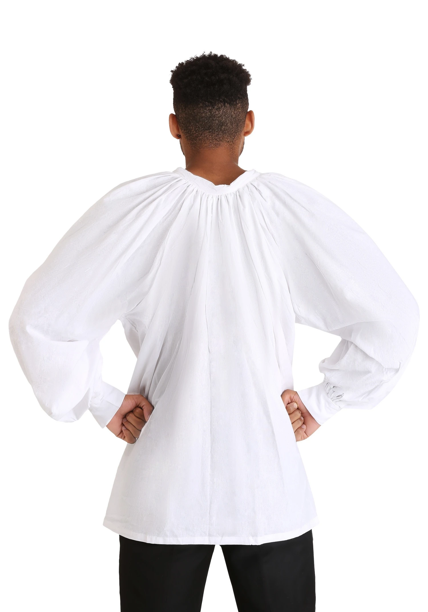 Plus Size Men's White Peasant Costume Shirt 4 Plus Size Men's White Peasant Costume Shirt - Image 2
