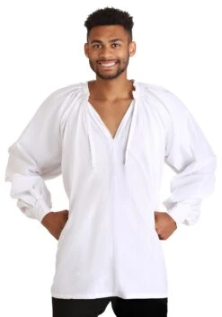 Plus Size Men's White Peasant Costume Shirt