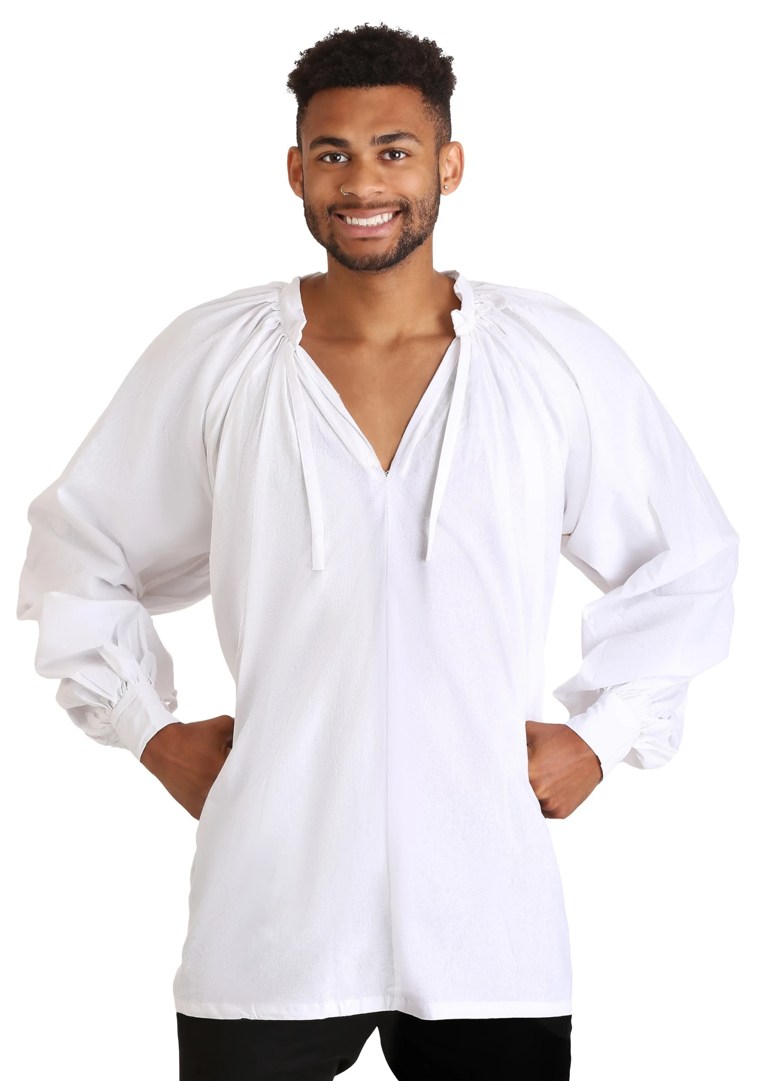 Plus Size Men's White Peasant Costume Shirt 3 Plus Size Men's White Peasant Costume Shirt