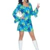 Women's Plus Size 70s Wild Flower Retro Dress Costume 1 Women's Plus Size 70s Wild Flower Retro Dress Costume -Halloween Costumes plus size wild flower 70s retro dress costume