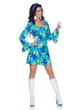 Women's Plus Size 70s Wild Flower Retro Dress Costume