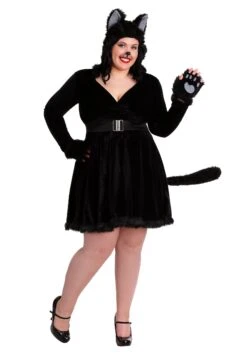 Plus Size Women's Black Cat Costume Dress