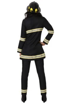 Plus Size Black Firefighter Costume For Women -Halloween Costumes plus size womens black firefighter costume back