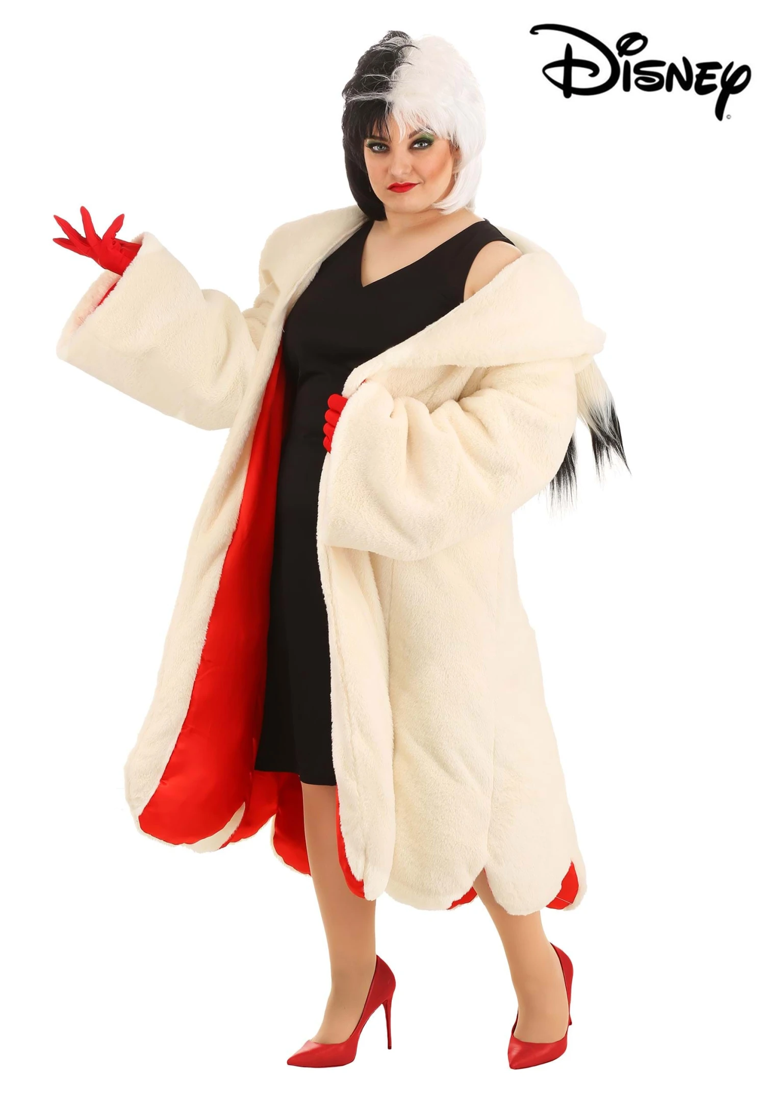 Cruella De Vil Coat Costume For Plus Size Women From Disney's 101 Dalmatians 7 Cruella De Vil Coat Costume For Plus Size Women From Disney's 101 Dalmatians - Image 5