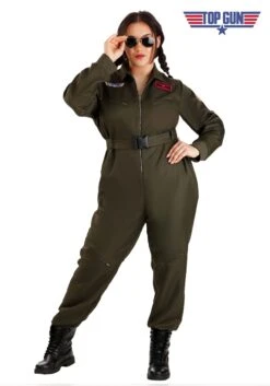 Women's Plus Size Flight Suit Top Gun Costume 19 Women's Plus Size Flight Suit Top Gun Costume -Halloween Costumes plus size womens flight suit top gun costume alt 8