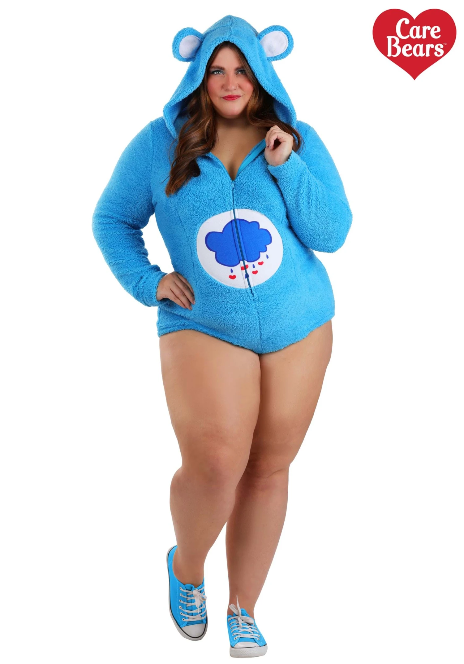 Plus Size Care Bears Grumpy Bear Women's Romper Costume 3 Plus Size Care Bears Grumpy Bear Women's Romper Costume
