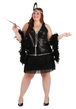 Women's Plus Size Onyx Flapper Costume