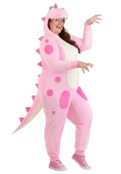 Plus Size Pink Dinosaur Onesie Costume For Women