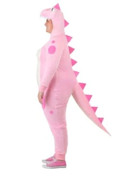 Plus Size Pink Dinosaur Onesie Costume For Women -Halloween Costumes plus size womens pink dinosaur onesie costume alt 2