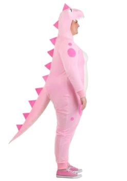 Plus Size Pink Dinosaur Onesie Costume For Women -Halloween Costumes plus size womens pink dinosaur onesie costume alt 3