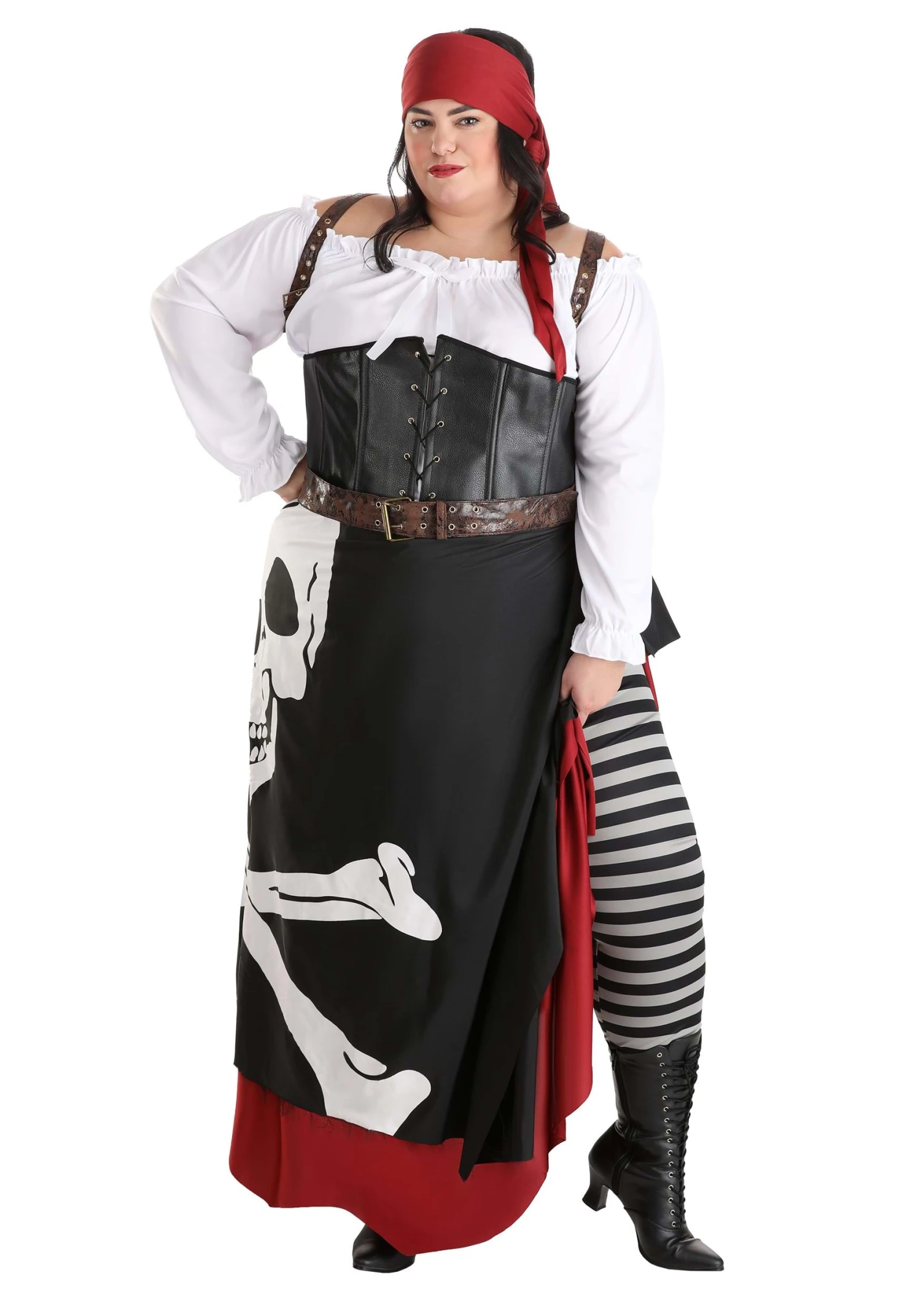 Women's Plus Size Skeleton Flag Rogue Pirate Costume 10 Women's Plus Size Skeleton Flag Rogue Pirate Costume - Image 8