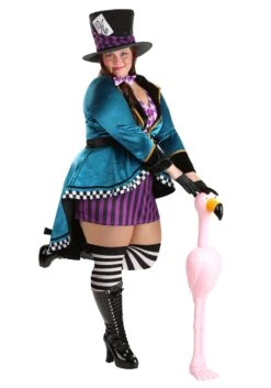 Plus Size Women's Purple Panache Mad Hatter Costume -Halloween Costumes plus size womens purple panache mad hatter costume alt 1