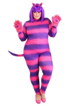 Plus Size Sexy Cheshire Cat Bodysuit Women's Costume -Halloween Costumes plus size womens sexy cheshire cat bodysuit alt 1