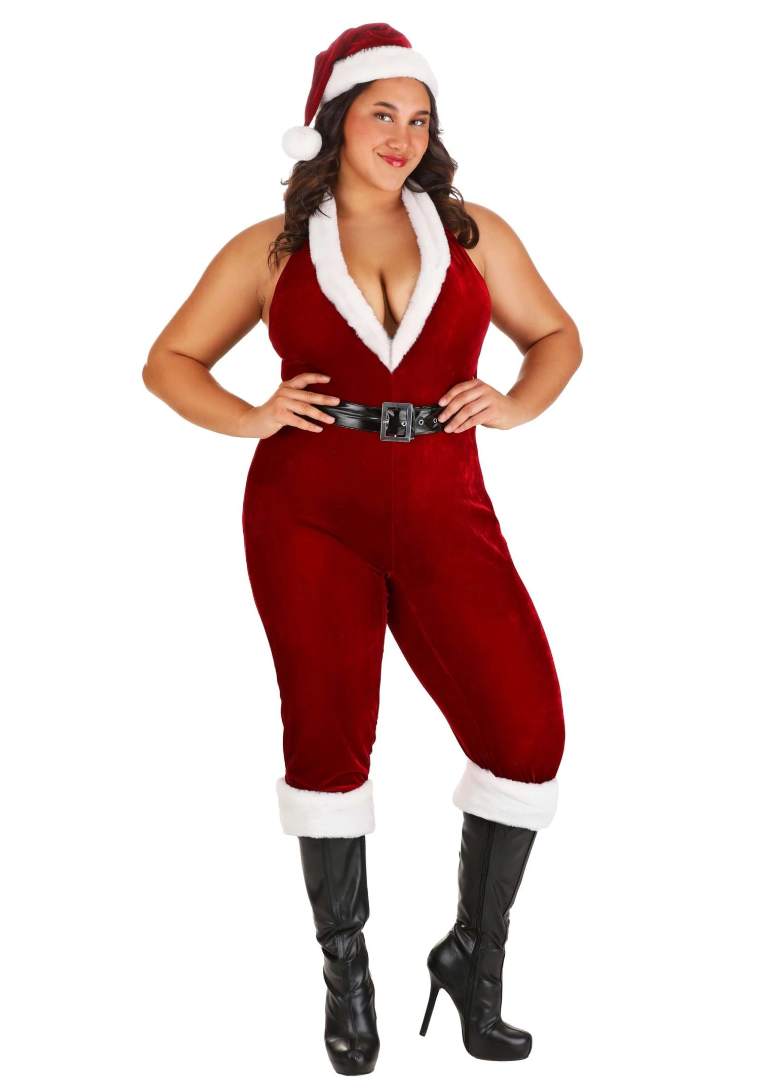 Plus Size Sexy Santa Bodysuit Costume For Women 4 Plus Size Sexy Santa Bodysuit Costume For Women - Image 2