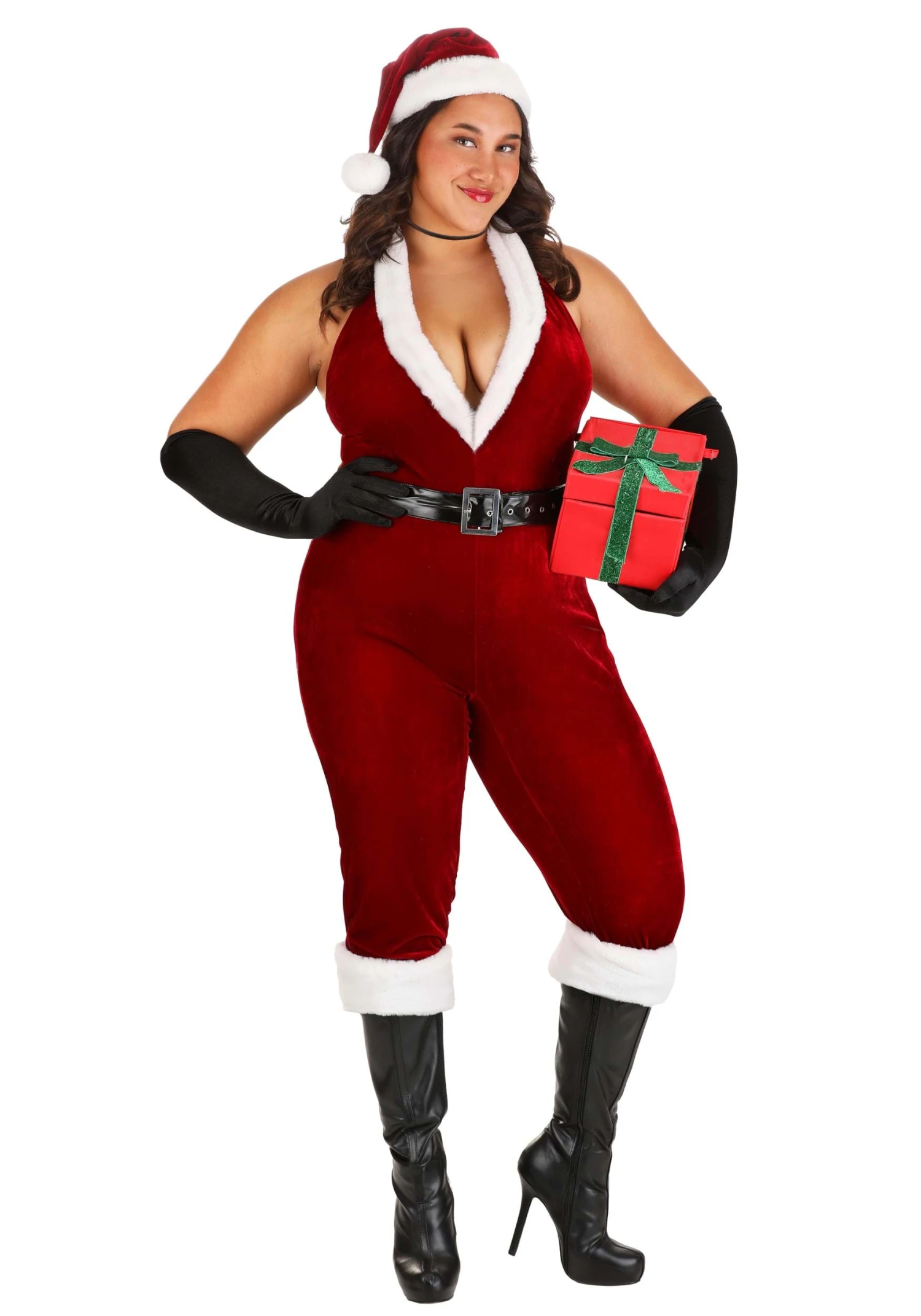 Plus Size Sexy Santa Bodysuit Costume For Women 3 Plus Size Sexy Santa Bodysuit Costume For Women