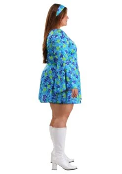 Plus Size Women's Wild Flower 70s Disco Dress Costume -Halloween Costumes plus womens 70s wild flower dress costume alt 3