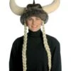 Plush Viking Hat W/Braids For Adults -Halloween Costumes plush viking hat w braids