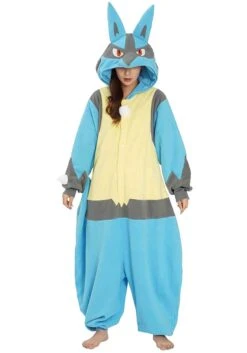 Plus Size Pokemon Lucario Kigurumi Costume For Adults -Halloween Costumes pokemon plus size adult lucario kigurumi alt 1