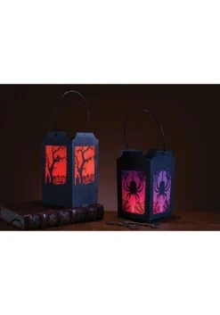 Fun World Set Of 2 Pop-Open Purple & Orange Lantern Halloween Decoration